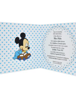 Invitatie botez Baby Mickey, bleu – DSBC203030