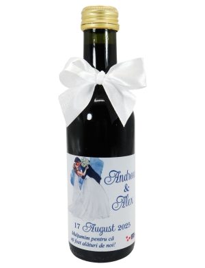 Marturie nunta Sticluta de Vin personalizata, silueta miri 2 – ALIF203036
