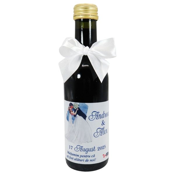 Marturie nunta Sticluta de Vin personalizata, silueta miri 2 - ALIF203036
