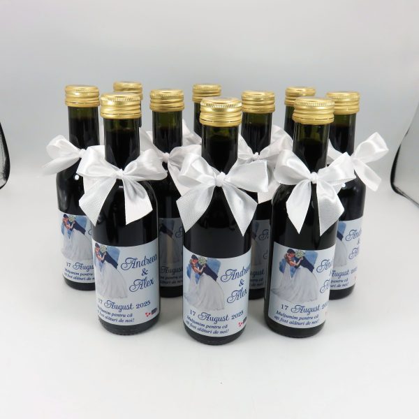 Marturie nunta Sticluta de Vin personalizata, silueta miri 2 - ALIF203036 - imagine 2