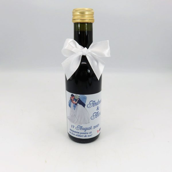 Marturie nunta Sticluta de Vin personalizata, silueta miri 2 - ALIF203036 - imagine 5