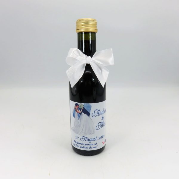 Marturie nunta Sticluta de Vin personalizata, silueta miri 2 - ALIF203036 - imagine 3