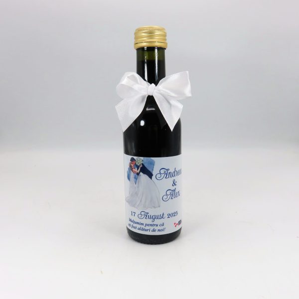 Marturie nunta Sticluta de Vin personalizata, silueta miri 2 - ALIF203036 - imagine 9