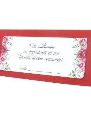 Plic de dar nunta cu model floral, alb&rosu, model 2 – MIBC203024