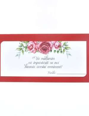 Plic de dar nunta cu model floral, alb&rosu, model 3 – MIBC203025