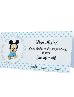 Plic de dar botez personalizat cu nume, Baby Mickey, bleu – MIBC203032