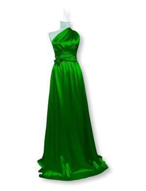 Rochie versatila lunga din satin, domnisoare de onoare, verde smarald, ACD203007