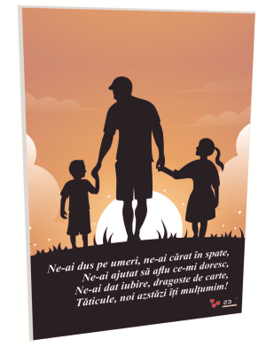 Cadou pentru tata, tablou cu imagine embosata, Tata, fiul si fiica – ILIF203102
