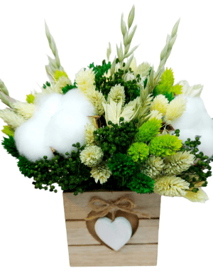 Aranjament cadou cu flori uscate Buchet Verde, 12×15 cm, AMB203005