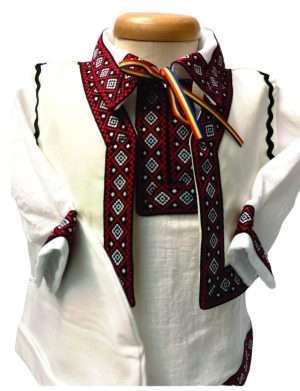 Costumas traditional botez baietel, culoare rosu-ILIF204056