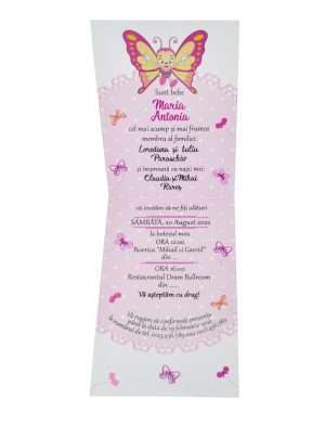 Invitatie botez model Draguta, Fluture roz – MIBC203058