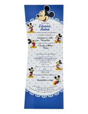 Invitatie botez model Dragut, Mickey Mouse, albastru – MIBC203062