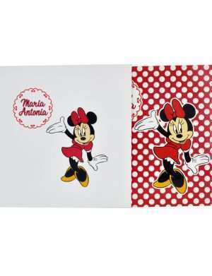 Invitatie botez tip Card patrat, plic personalizat, Minnie Mouse, rosu – MIBC203065