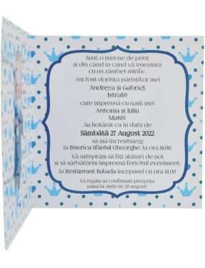 Invitatie botez Printisor, bleu – DSBC203070