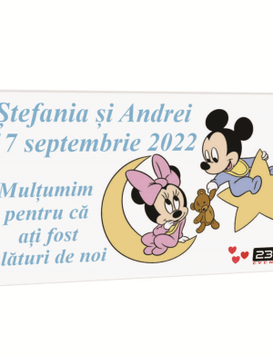 Marturie botez personalizata, Minnie & Mickey 2, cu magnet – ILIF204021