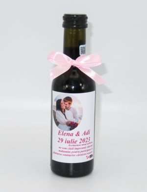 Marturie nunta, Sticluta de Vin personalizata, fundita roz – ILIF204005