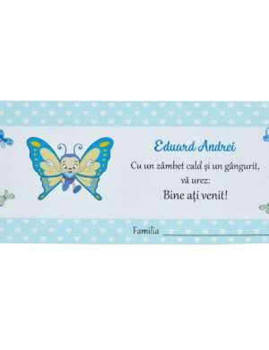Plic de dar botez personalizat cu nume, Fluture bleu – MIBC203057