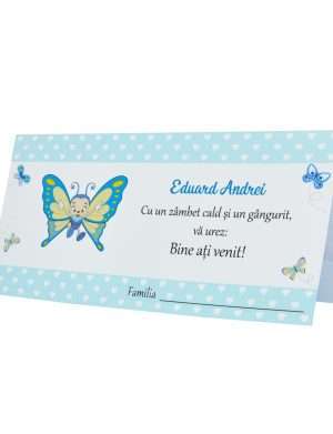 Plic de dar botez personalizat cu nume, Fluture bleu – MIBC203057