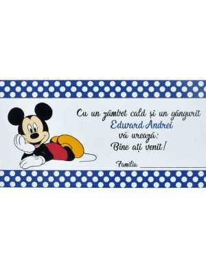 Plic de dar botez personalizat cu nume, Mickey Mouse, albastru – MIBC203063