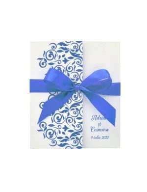 Invitatie nunta, Baroc, albastru – DSBC205004
