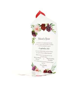 Invitatie nunta model Dragoste, tema florala, rosu – MIBC205011