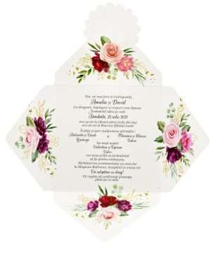 Invitatie nunta tip plic, tema florala – DSBC205014