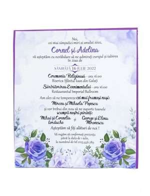 Invitatie nunta, model Roses, mov – MIBC205022