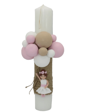 Lumanare botez fetita, decorata cu fimo – AHGL205001