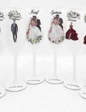 Set 6 pahare nunta personalizate pentru miri, nasi & mosi- FEIS205003