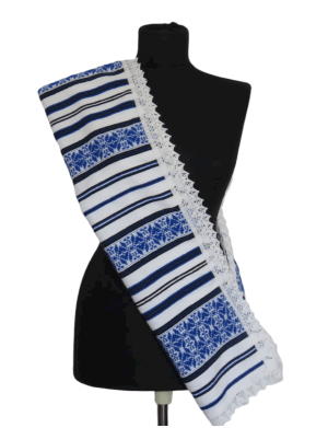 Prosop traditional pentru nunta, albastru, 140×35 cm – ILIF205046