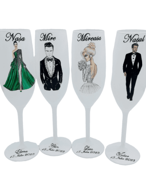 Set 4 pahare nunta personalizate pentru miri nasi FEIS205005