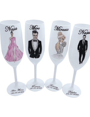 Set 4 pahare nunta personalizate pentru miri & nasi – FEIS205009