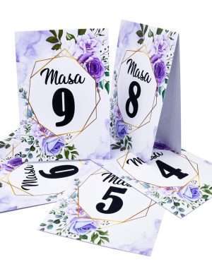 Numar Masa, model floral 2, alb&mov – MIBC205043
