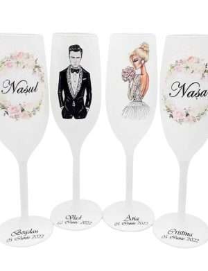 Set 4 pahare nunta personalizate pentru miri & nasi – FEIS205016