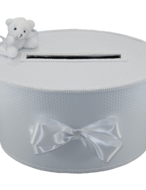 Cutie dar de botez cu ursulet, alb – ILIF205038