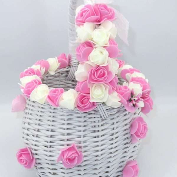 Cos decorat nunta sau botez cu trandafiri spuma ILIF206022 6