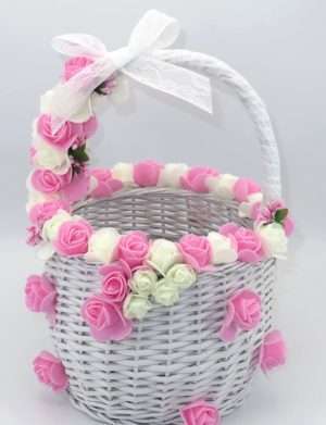 Cosulet de nunta pentru cocarde, trandafiri spuma, roz si alb – ILIF206022