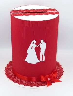 Cutie Dar nunta, tip Joben, carton rosu model texturat, 32,5×30,5 cm – ILIF206048