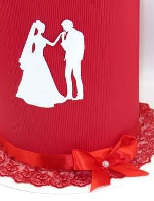 Cutie Dar nunta, tip Joben, carton rosu model texturat, 32,5×30,5 cm – ILIF206048