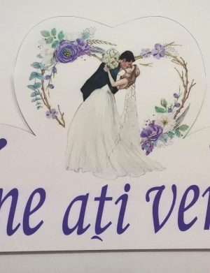 Pancarta nunta, Bine ati venit, tema mov, dim. 89×45 cm – ILIF206036