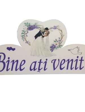 Pancarta nunta, Bine ati venit, tema mov, dim. 89×45 cm – ILIF206036