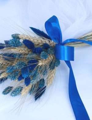 Set botez albastru- aranjament cristelnita si lumanare ceara de albine – AMB207015