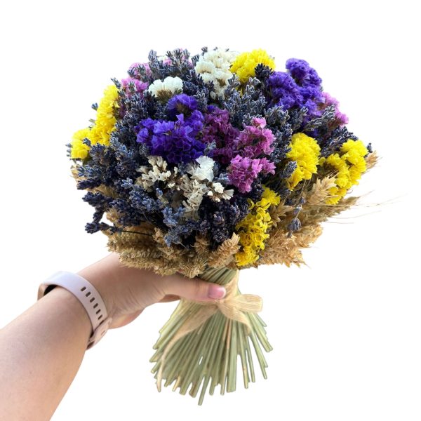 Buchet cu lavanda uscata limonium colorat si grau AMB207003