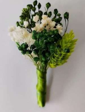 Cocarda din flori naturale uscate, verde – AMB207009