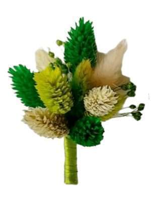 Cocarda din flori naturale uscate, verde – AMB207010
