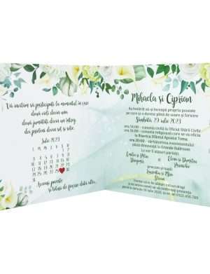 Invitatie nunta tip Carte, cu fundita, model cu miri – MIBC207004