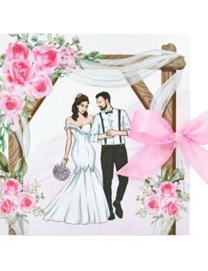 Invitatie nunta cu design floral roz, model cu miri– DSBC207005