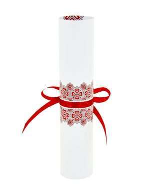 Invitatie nunta rulate tip papirus, cu design traditional rosu – DSBC207007