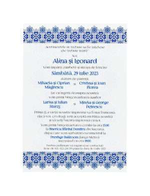 Invitatie nunta rulate model Papirus, cu design traditional albastru – MIBC207006