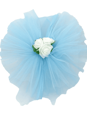 Decor masina pentru nunta, flori cu tulle bleu – ILIF207009